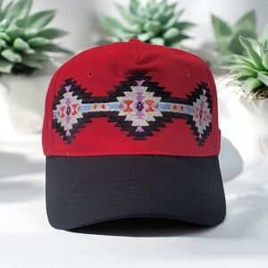 Red and Black Geometric Pattern Cap